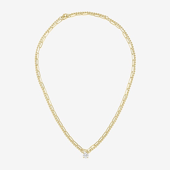 Yes, Please! Womens Lab Created White Sapphire 2-pc. Pendant Necklace Set