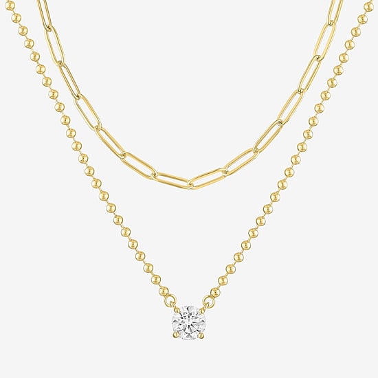 Yes, Please! Womens Lab Created White Sapphire 2-pc. Pendant Necklace Set