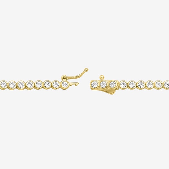 Yes, Please! Womens Lab Created White Sapphire 14K Gold Over Brass 7.5 Inch Tennis Bracelet