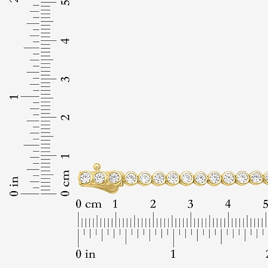 Yes, Please! Womens Lab Created White Sapphire 14K Gold Over Brass 7.5 Inch Tennis Bracelet