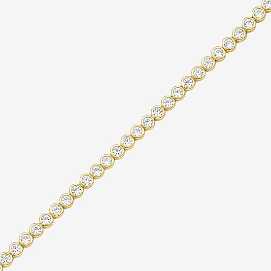 Yes, Please! Womens Lab Created White Sapphire 14K Gold Over Brass 7.5 Inch Tennis Bracelet