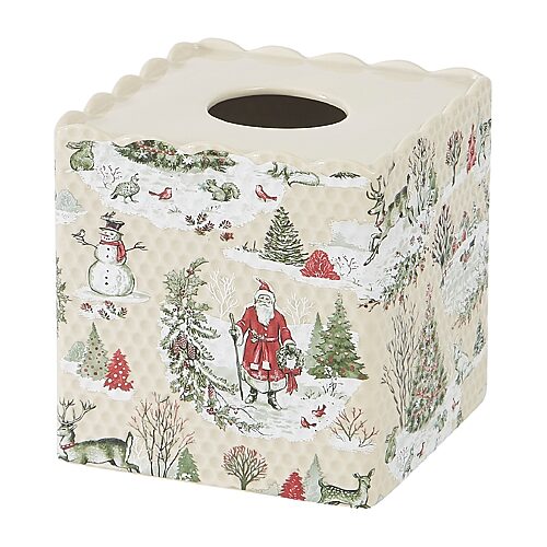 Avanti Yuletide Tissue Box Cover, One Size, Beige