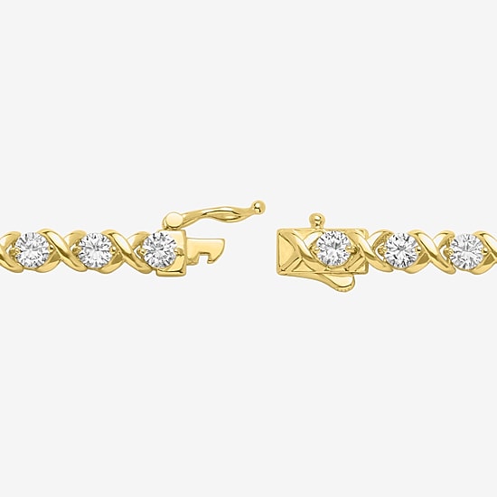 Yes, Please! Womens Lab Created White Sapphire 14K Gold Over Brass 7.5 Inch Tennis Bracelet