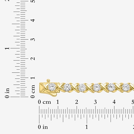 Yes, Please! Womens Lab Created White Sapphire 14K Gold Over Brass 7.5 Inch Tennis Bracelet