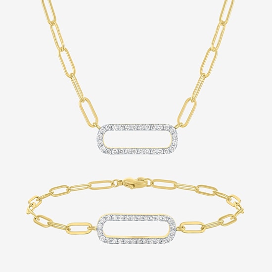 Yes, Please! Womens Lab Created White Sapphire 14K Gold Over Brass 2-pc. Jewelry Set