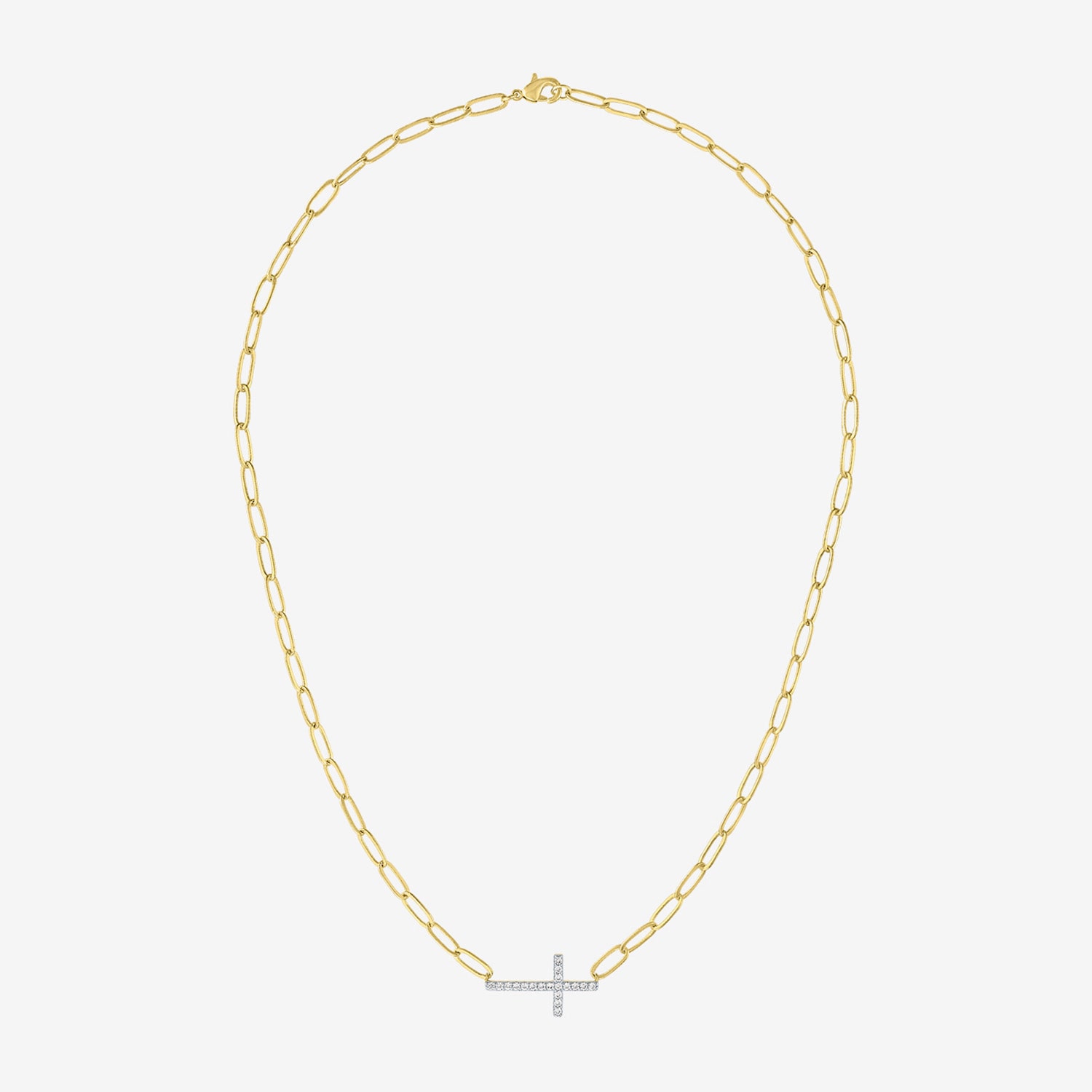 Religious Jewelry Yes, Please! Womens Lab Created White Sapphire 14K Gold Over Brass Cross 2-pc. Jewelry Set