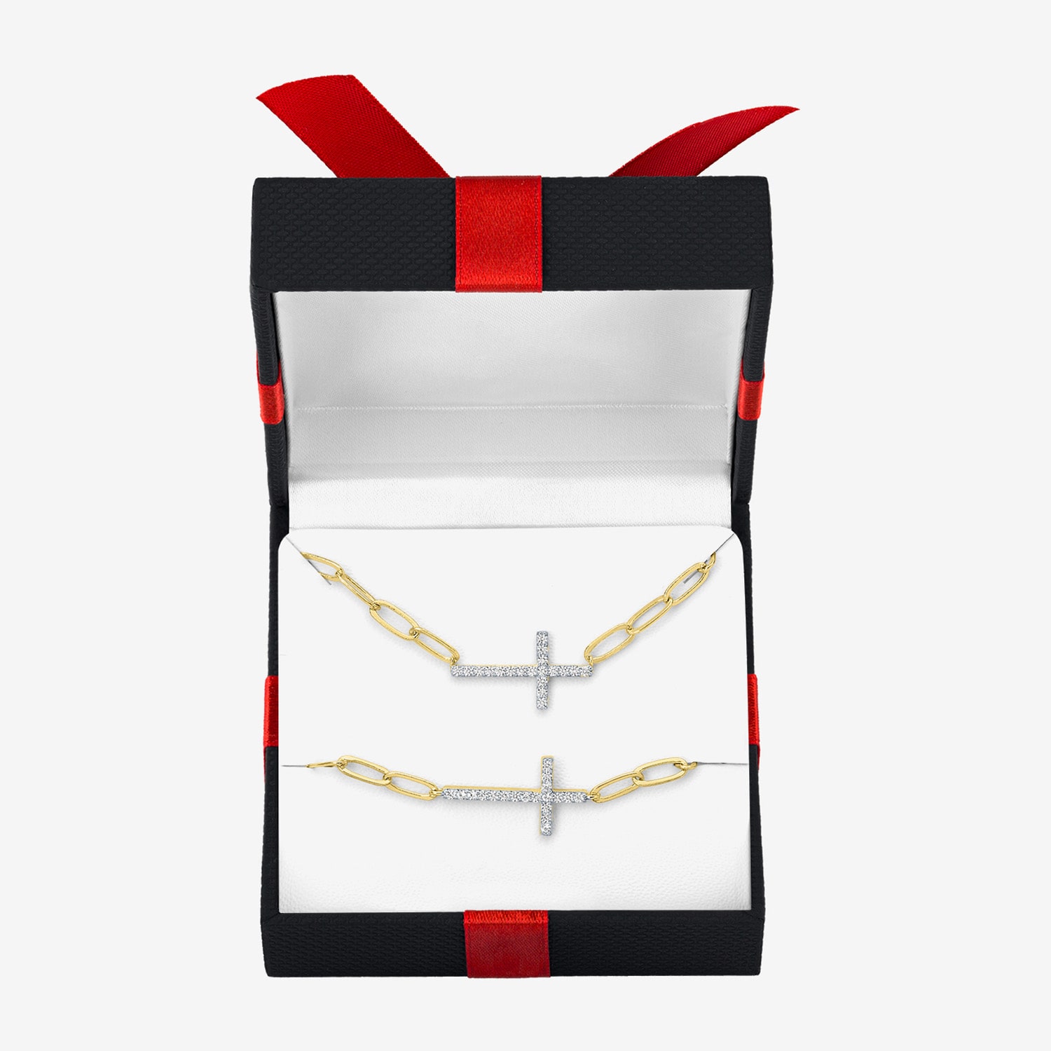 Religious Jewelry Yes, Please! Womens Lab Created White Sapphire 14K Gold Over Brass Cross 2-pc. Jewelry Set