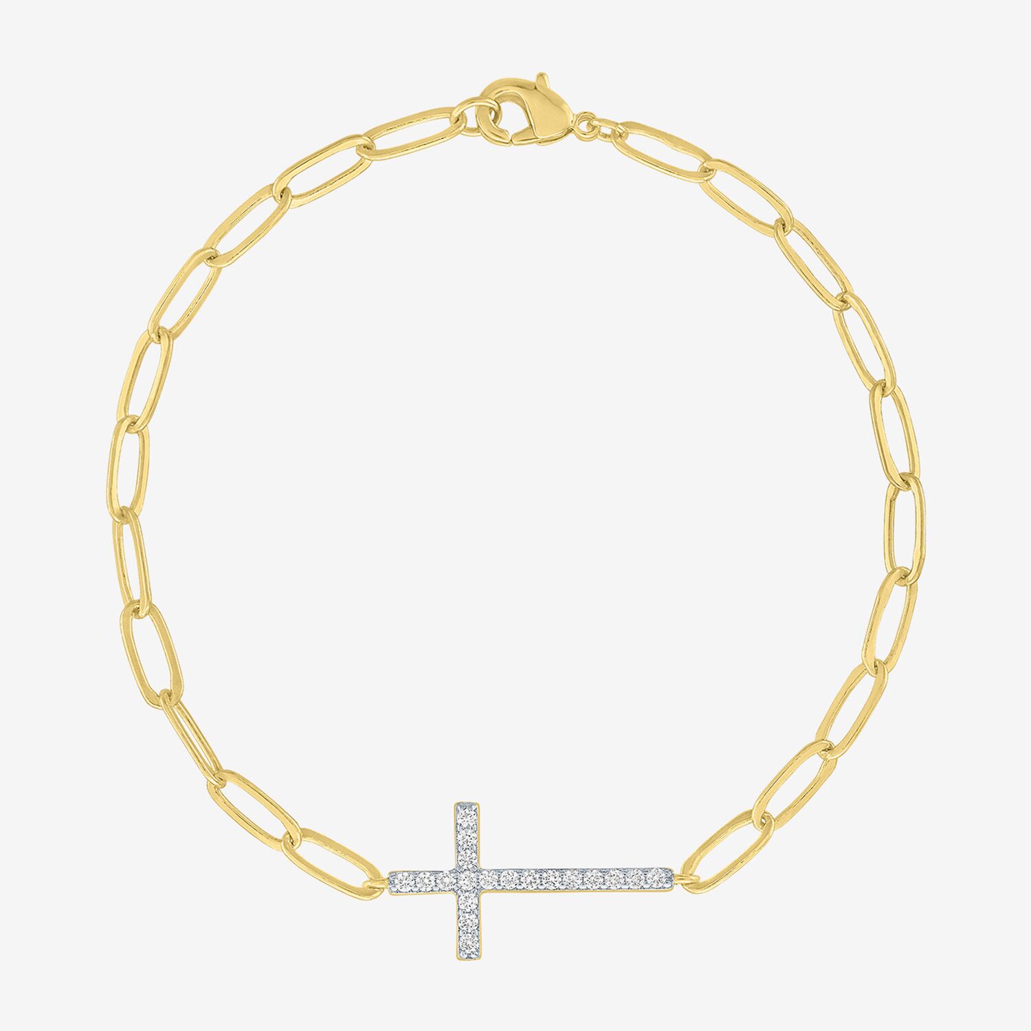 Religious Jewelry Yes, Please! Womens Lab Created White Sapphire 14K Gold Over Brass Cross 2-pc. Jewelry Set
