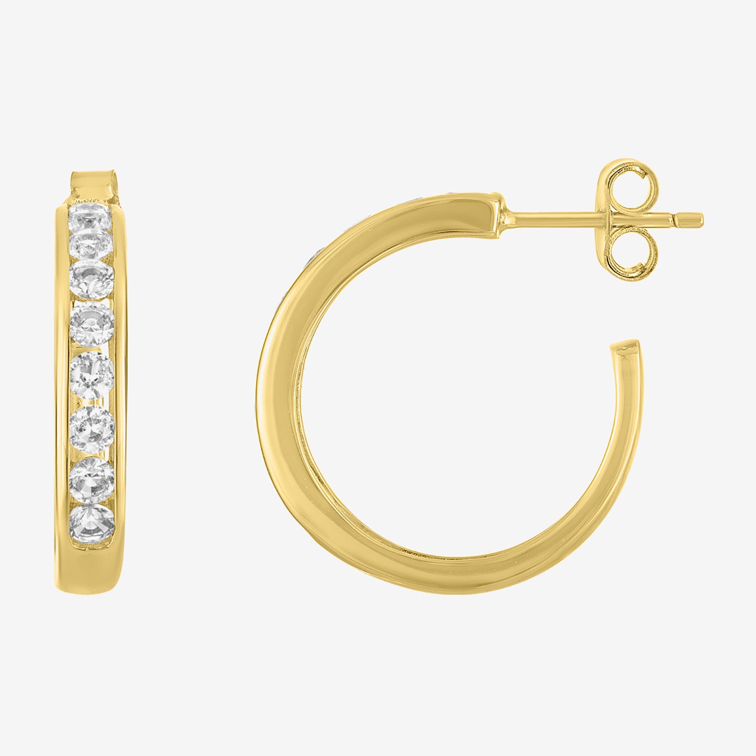 Timeless Yes, Please! Womens Lab Created White Sapphire 14K Gold Over Brass 3 Pair Earring Set