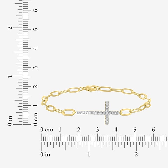 Religious Jewelry Yes, Please! Womens Lab Created White Sapphire 14K Gold Over Brass Cross 2-pc. Jewelry Set