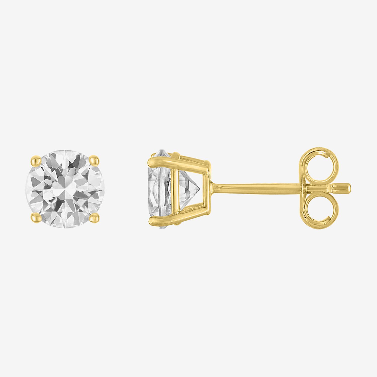 Timeless Yes, Please! Womens Lab Created White Sapphire 14K Gold Over Brass 3 Pair Earring Set