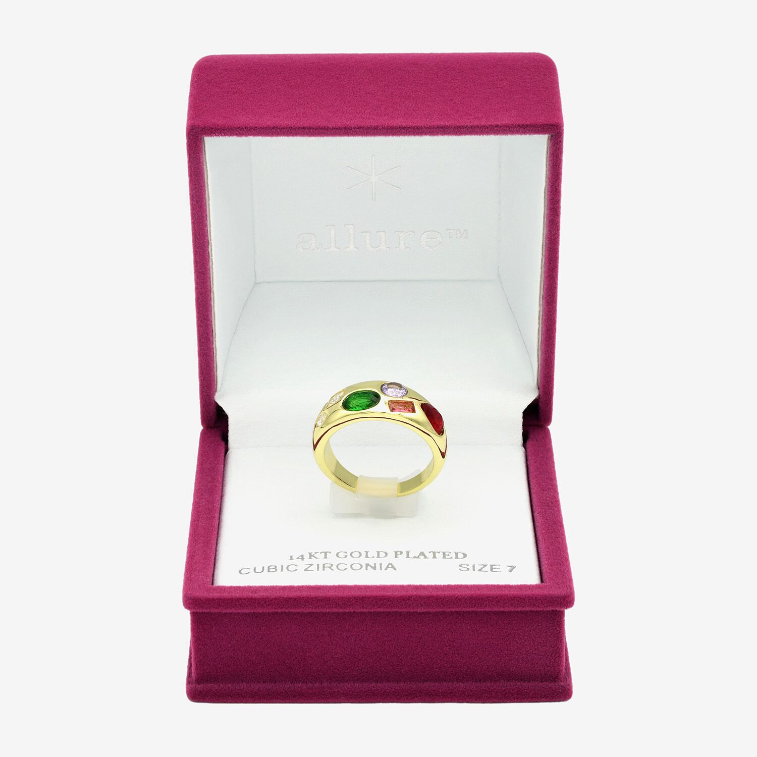 Sparkle Allure Womens 3MM Multi Color Cubic Zirconia 14K Gold Over Brass Band