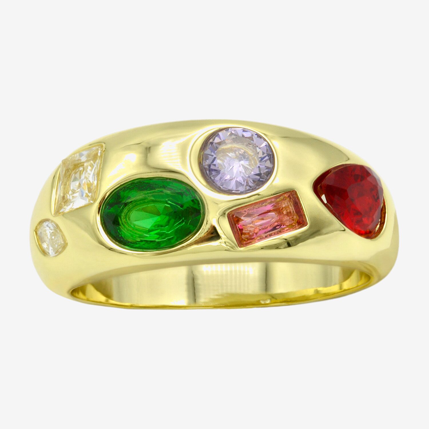 Sparkle Allure Womens 3MM Multi Color Cubic Zirconia 14K Gold Over Brass Band