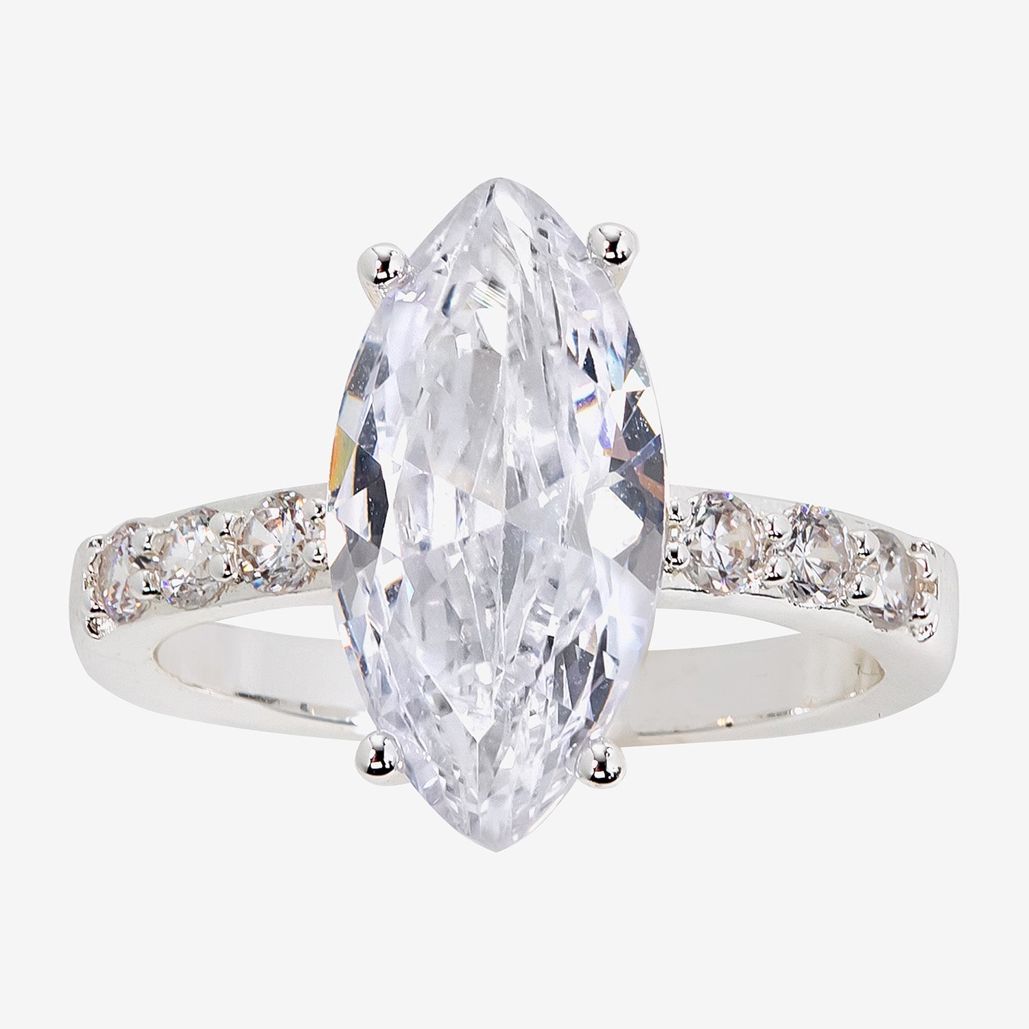Sparkle Allure Womens Cubic Zirconia Pure Silver Over Brass Engagement Ring