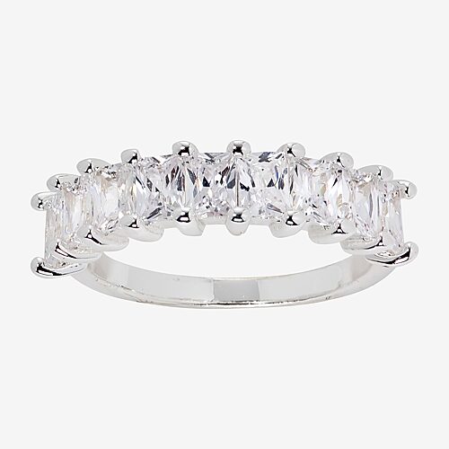 Sparkle Allure Womens Cubic Zirconia Pure Silver Over Brass Engagement Ring