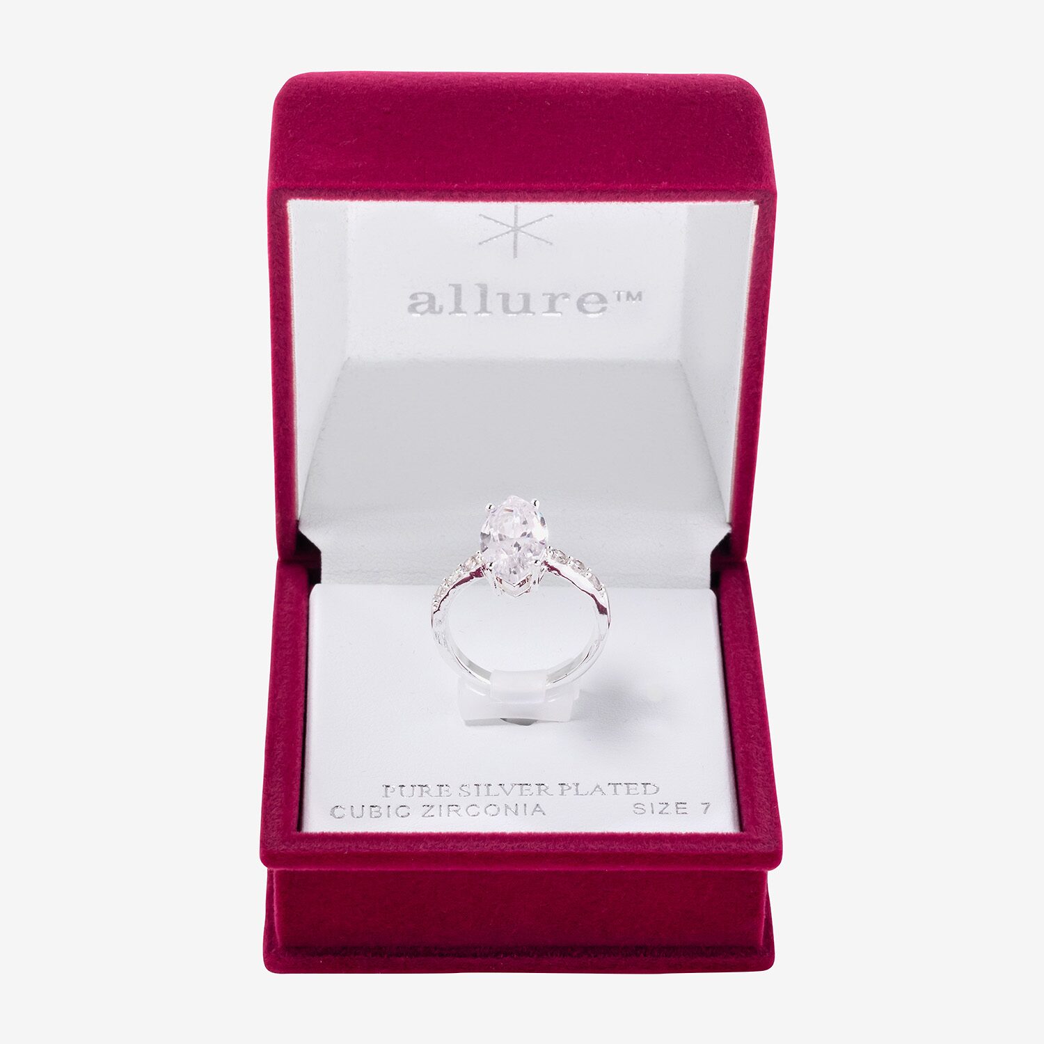 Sparkle Allure Womens Cubic Zirconia Pure Silver Over Brass Engagement Ring