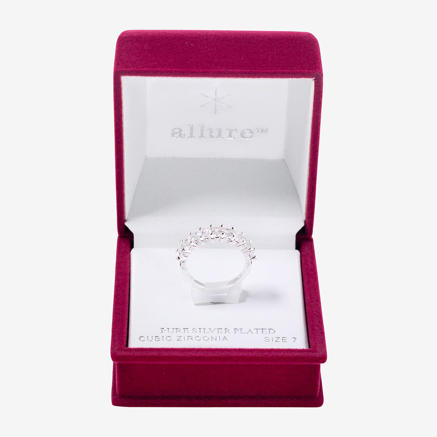 Sparkle Allure Womens Cubic Zirconia Pure Silver Over Brass Engagement Ring