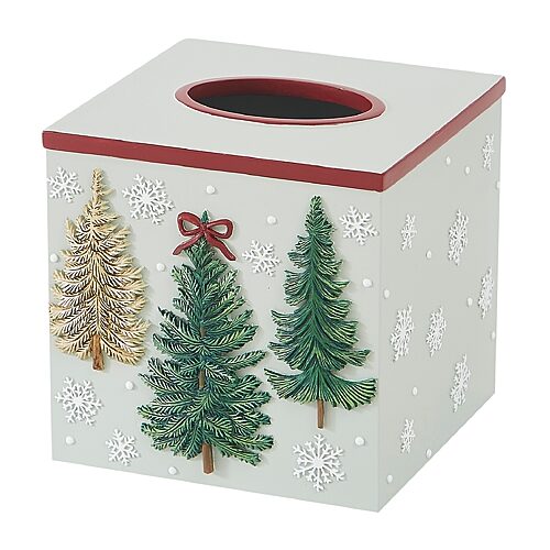 Avanti Snowy Pines Tissue Box Cover In Green