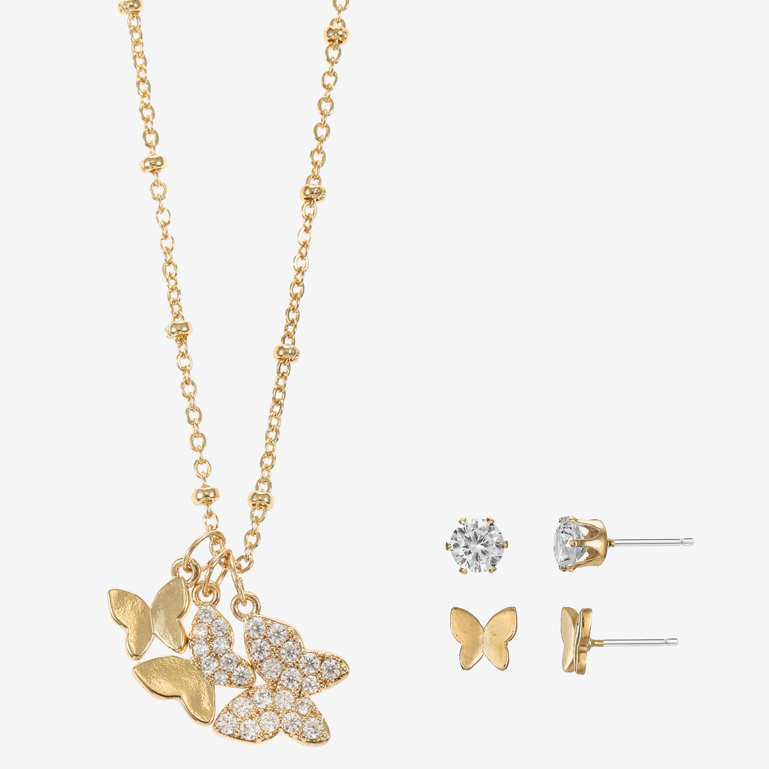 Sparkle Allure Womens Cubic Zirconia 14K Gold Over Brass Butterfly -pc. Jewelry Set
