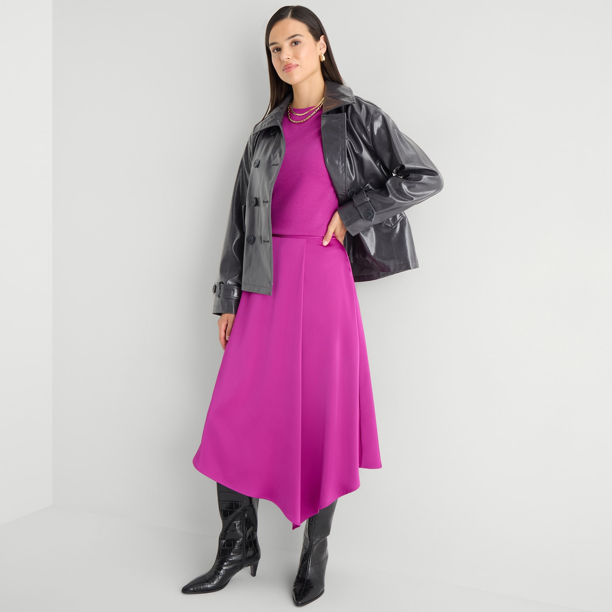 Worthington Womens Faux Leather Lightweight Jacket