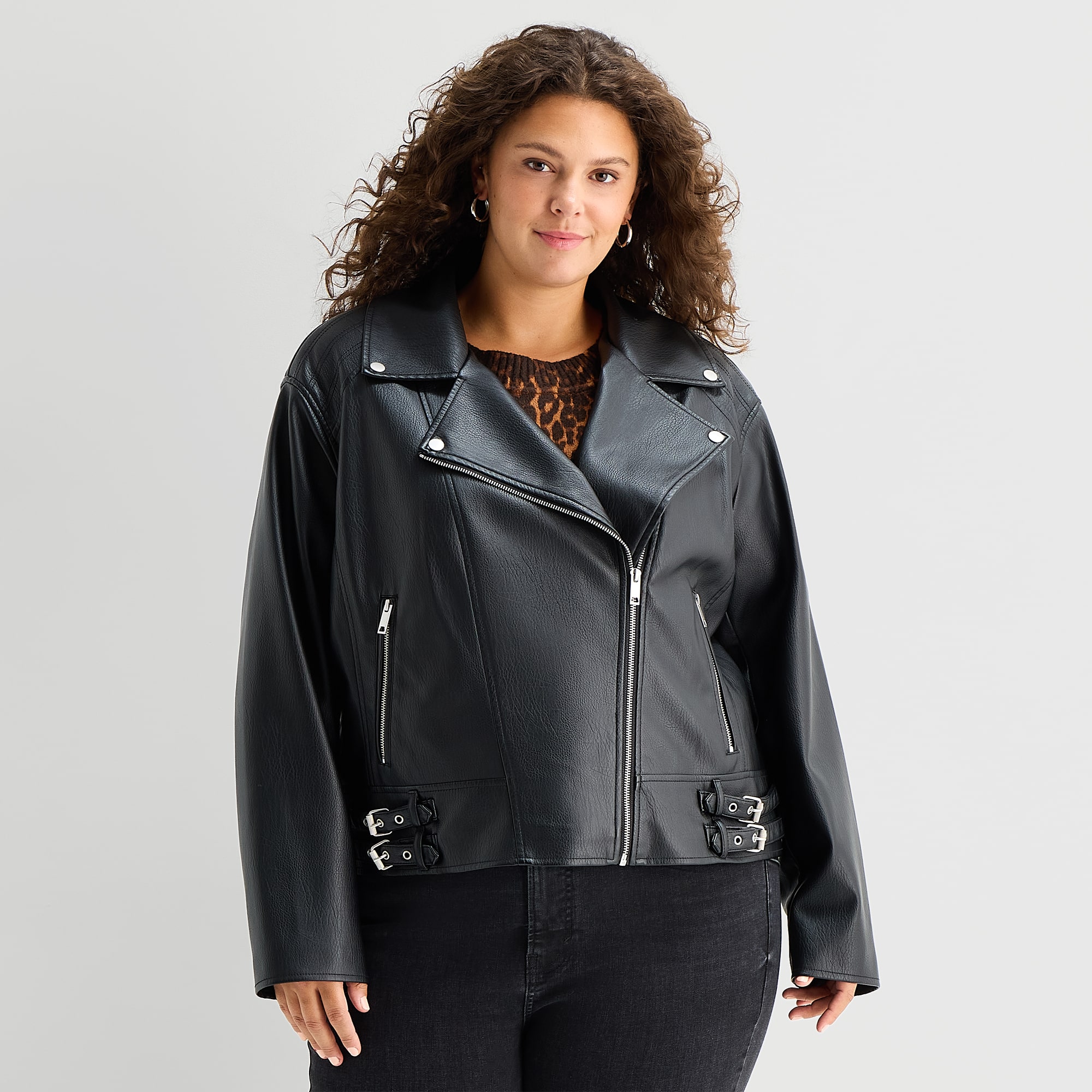 A.N.A Womens Plus Faux Leather Lightweight Jacket