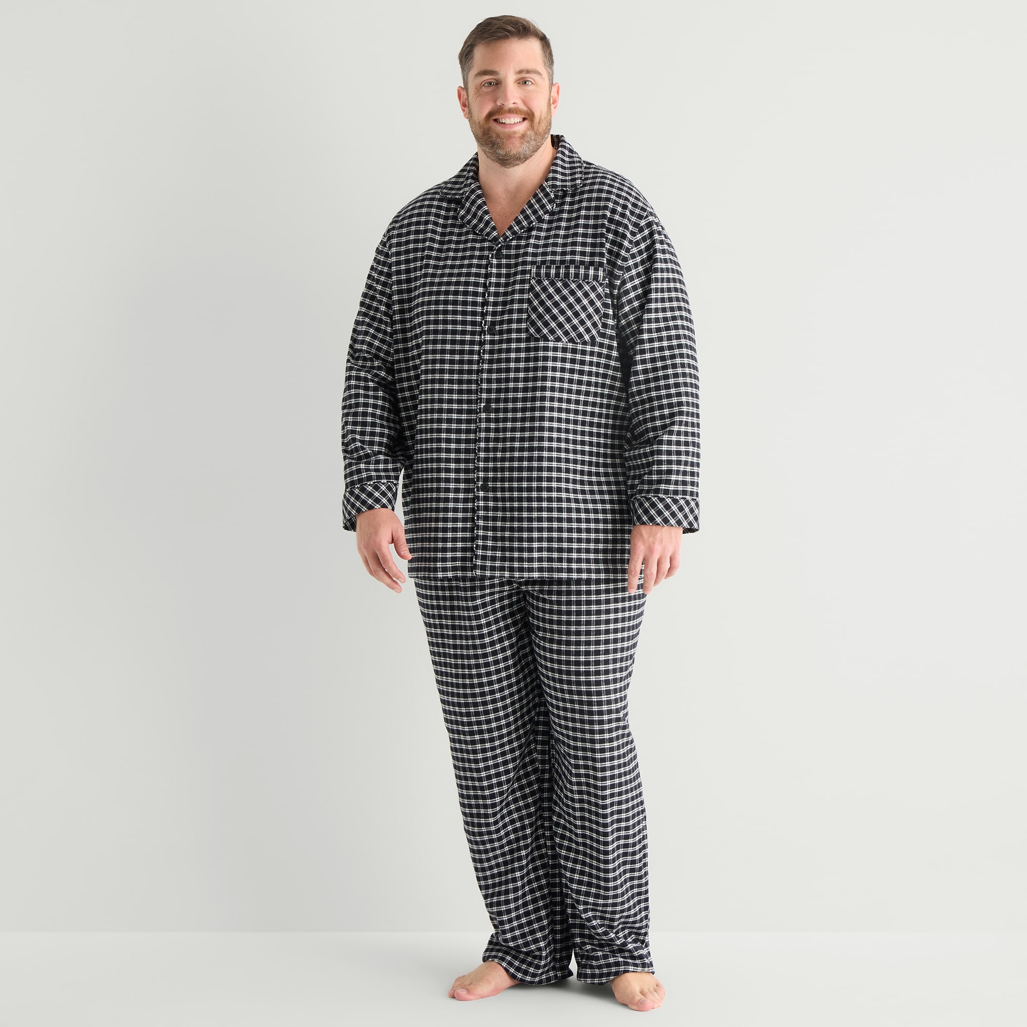 St. John's Bay Mens Flannel Long Sleeve 2-pc. Big and Tall Pajama Set