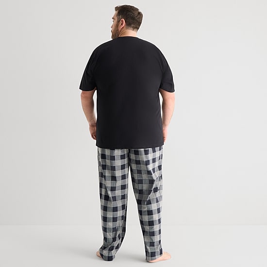 St. John's Bay Mens Crew Neck Short Sleeve 2-pc. Big and Tall Pajama Set