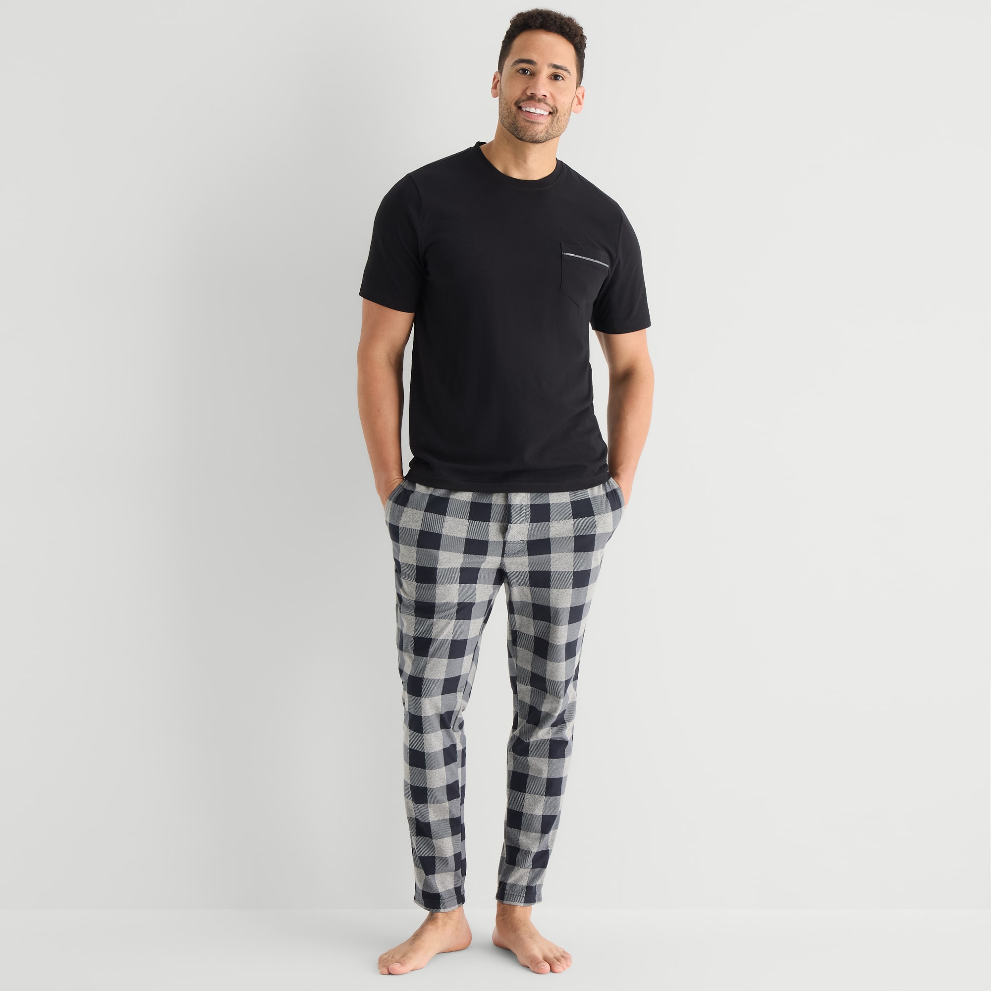 St. John's Bay Mens Crew Neck Short Sleeve 2-pc. Pajama Set