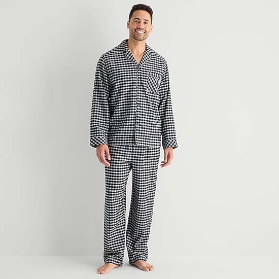 St. John's Bay Mens Flannel Long Sleeve 2-pc. Pajama Set