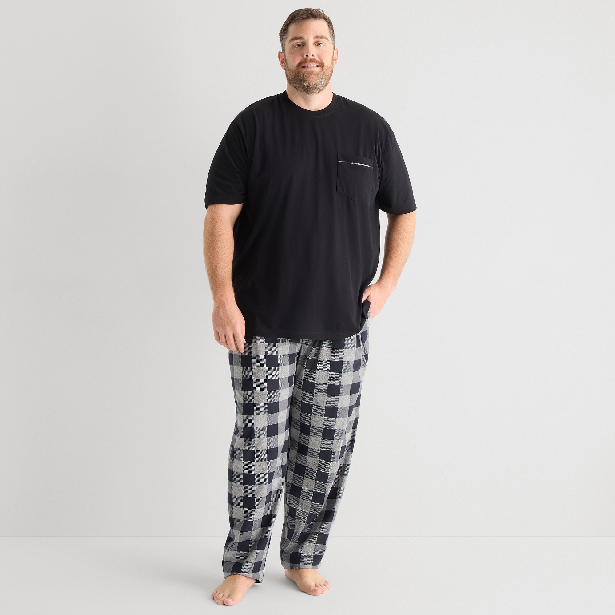 St. John's Bay Mens Crew Neck Short Sleeve 2-pc. Big and Tall Pajama Set