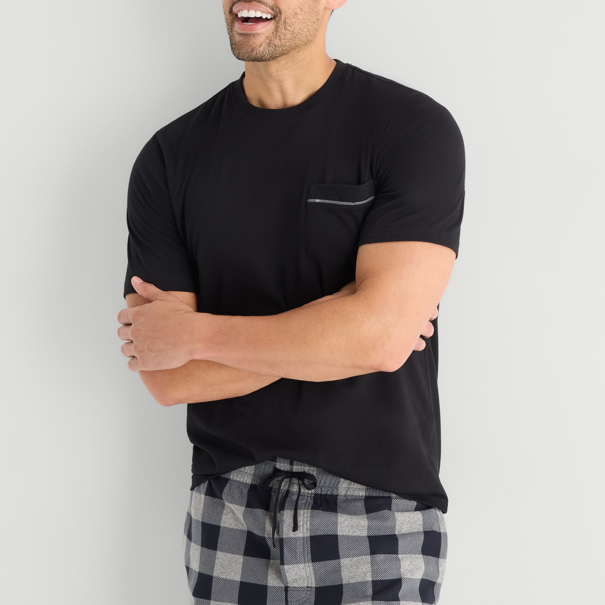 St. John's Bay Mens Crew Neck Short Sleeve 2-pc. Pajama Set