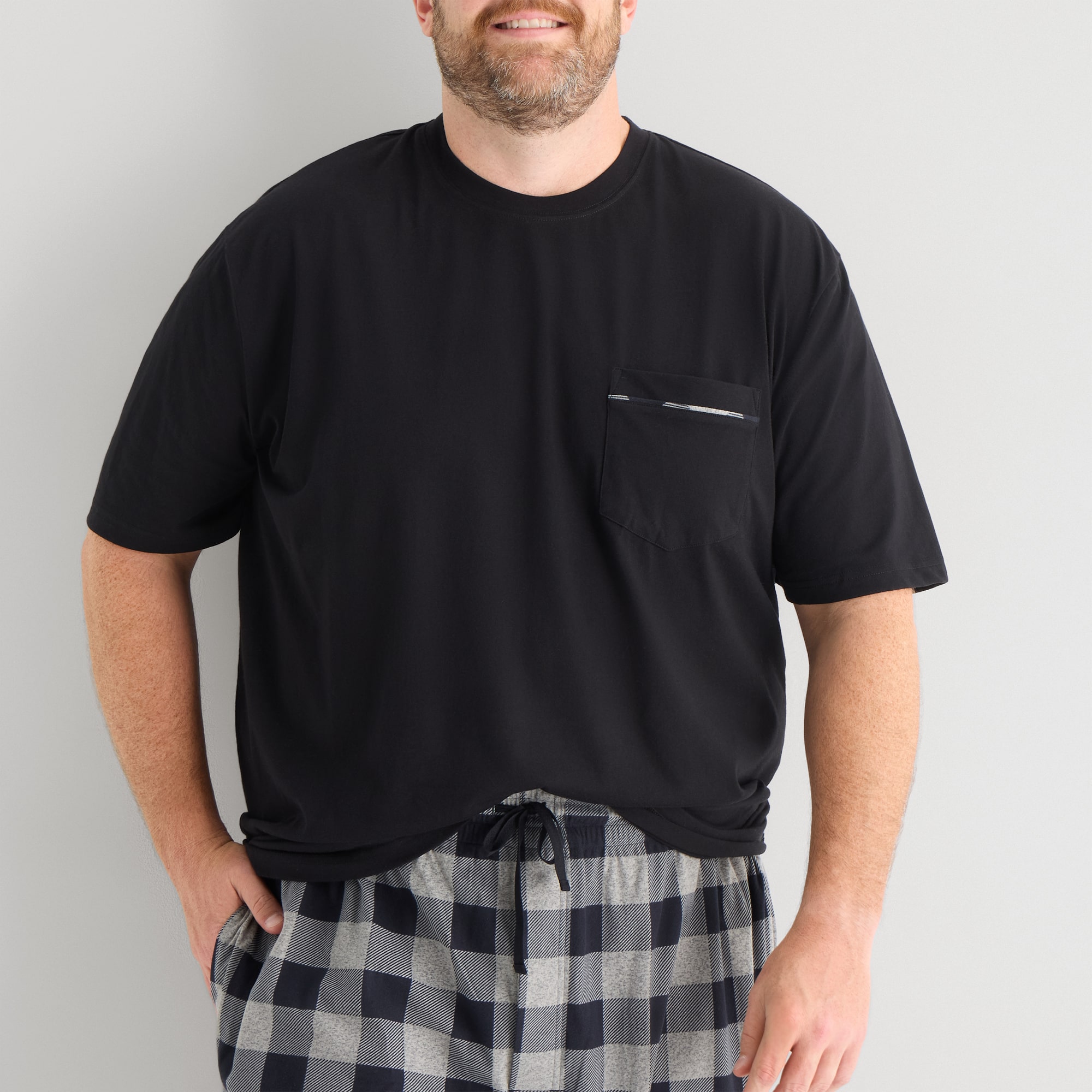St. John's Bay Mens Crew Neck Short Sleeve 2-pc. Big and Tall Pajama Set
