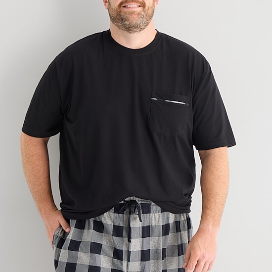 St. John's Bay Mens Crew Neck Short Sleeve 2-pc. Big and Tall Pajama Set