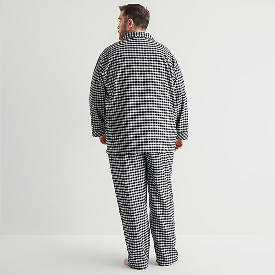 St. John's Bay Mens Flannel Long Sleeve 2-pc. Big and Tall Pajama Set