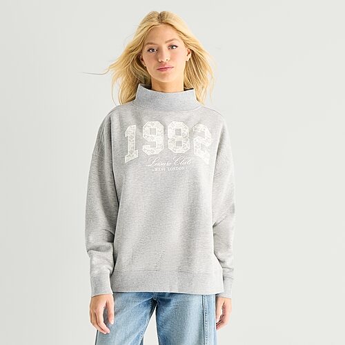 Arizona Womens Juniors Mock Neck Long Sleeve Sweatshirt In Gray