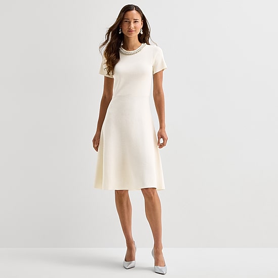 Maia Womens Short Sleeve Sweater Dress