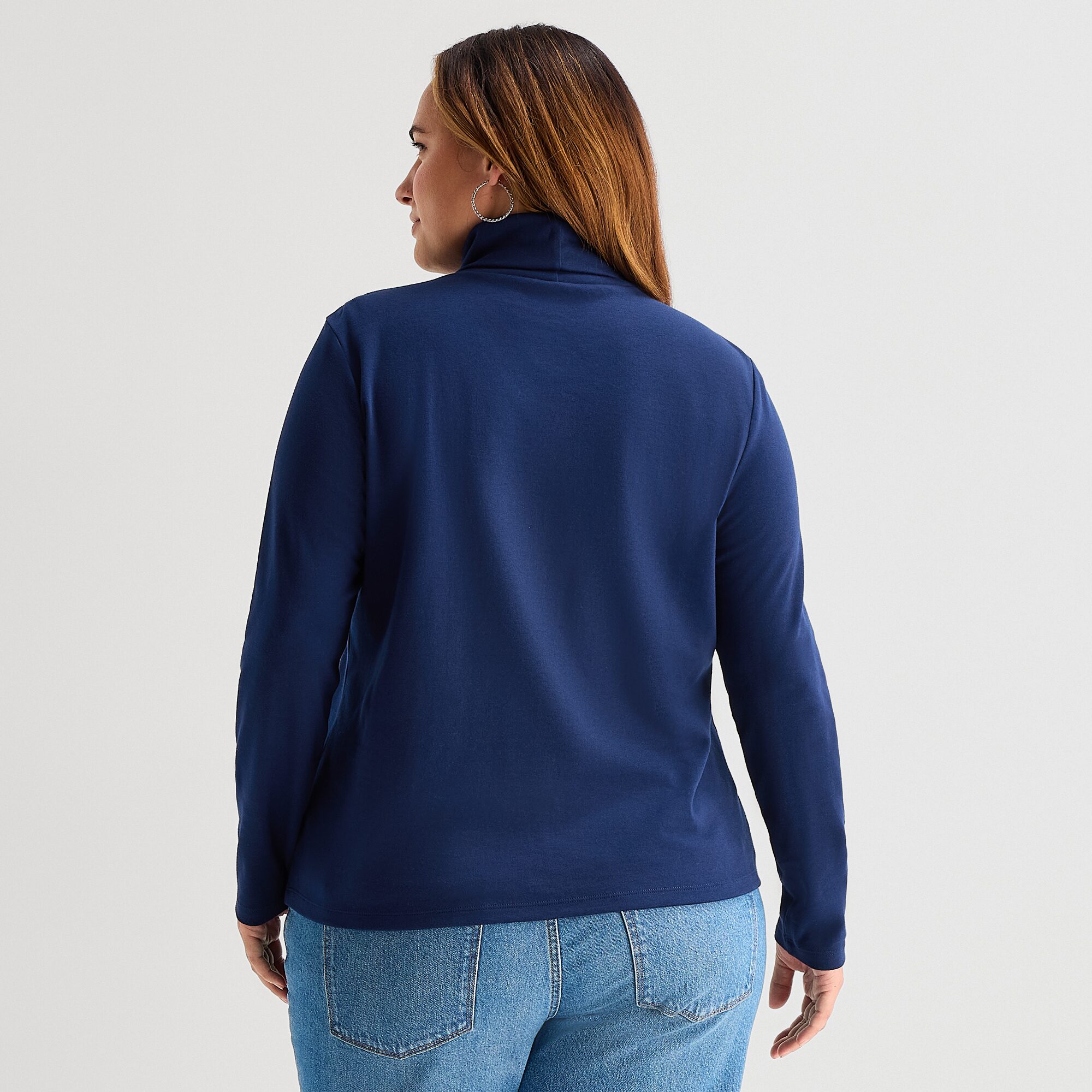 St. John's Bay Womens Plus Turtleneck Long Sleeve T-Shirt