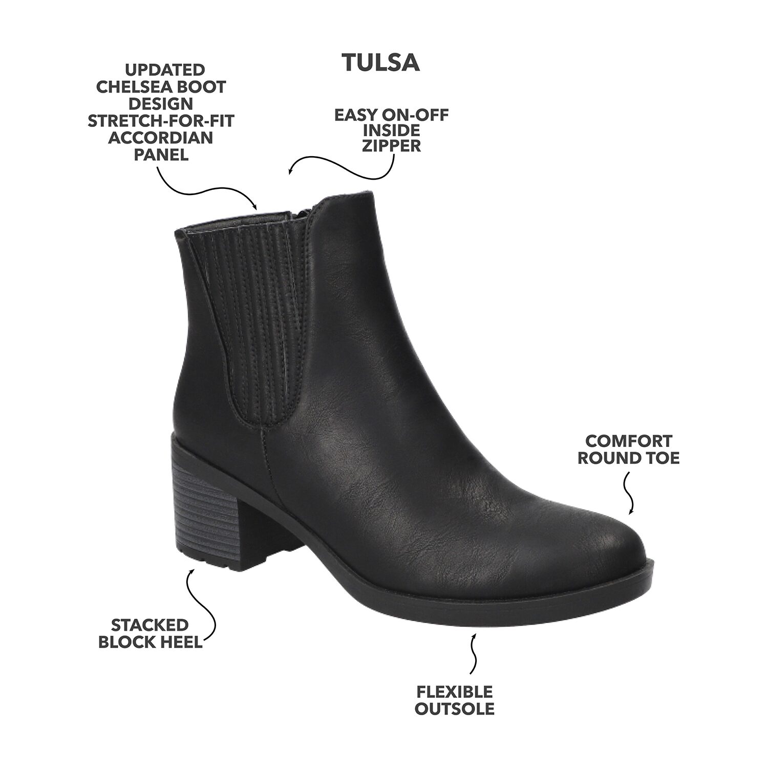 Easy Street Womens Tulsa Block Heel Booties