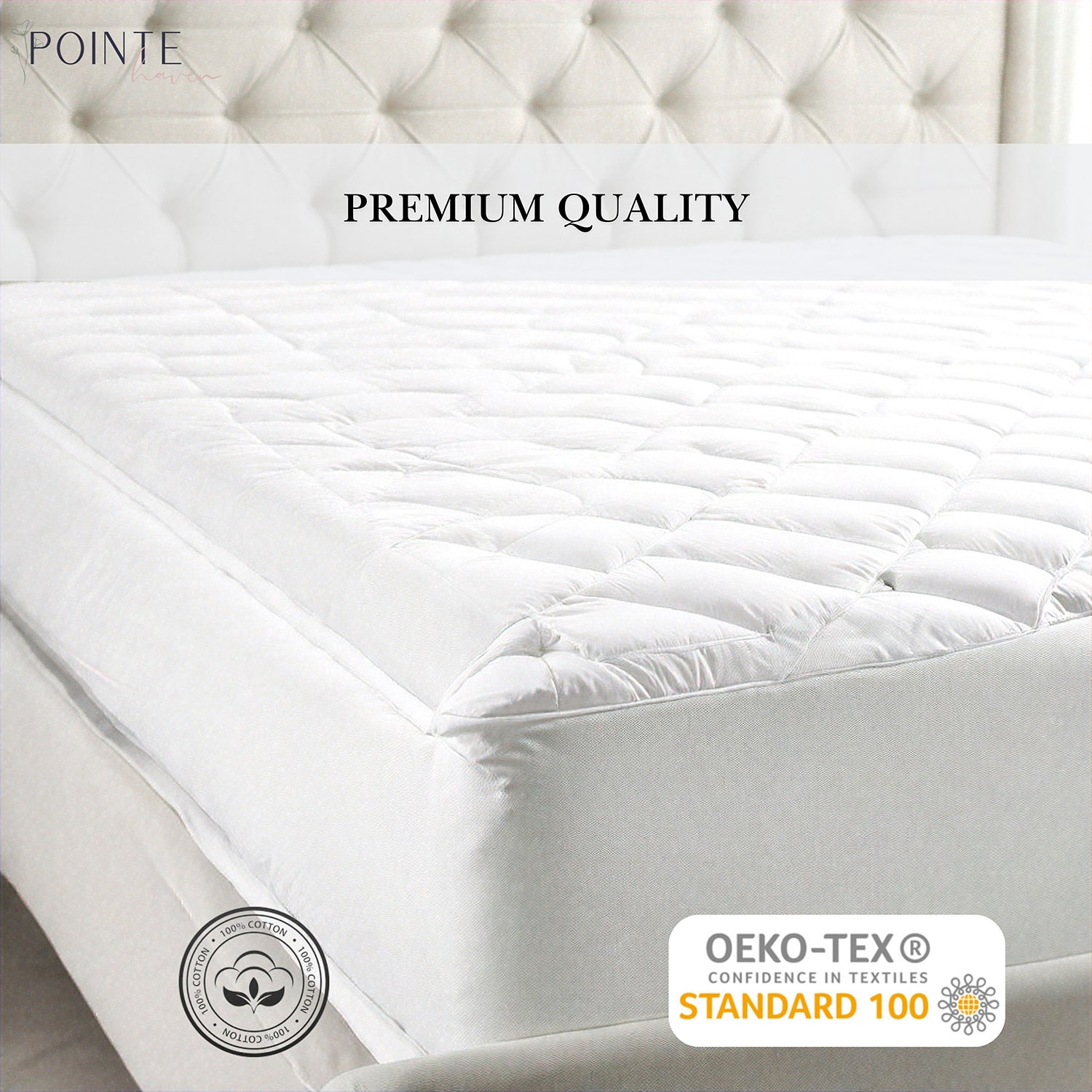 Pointehaven Cotton Percale Hypoallergenic Mattress Pad