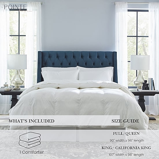 Pointehaven Down Alternative Cotton Sateen Stripe Hypoallergenic Luxury Sized Comforter