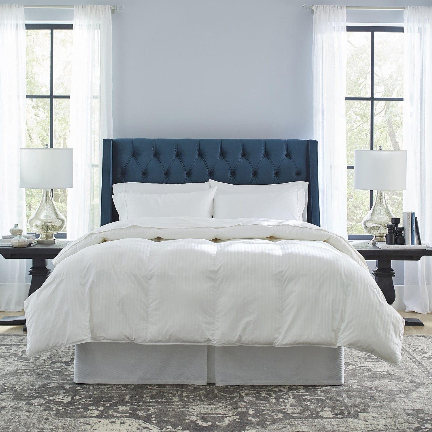 Pointehaven Down Alternative Cotton Sateen Stripe Hypoallergenic Luxury Sized Stripes Heavyweight Comforter