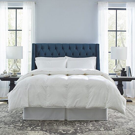 Pointehaven Down Alternative Cotton Sateen Stripe Hypoallergenic Luxury Sized Comforter