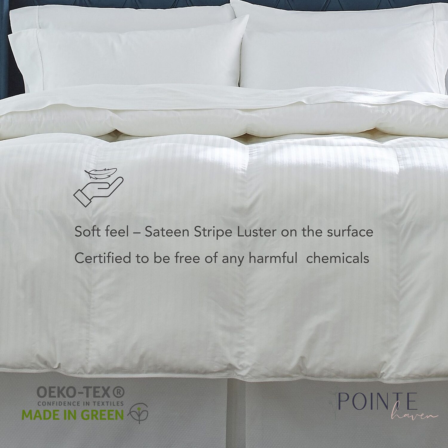 Pointehaven Down Alternative Cotton Sateen Stripe Hypoallergenic Luxury Sized Stripes Heavyweight Comforter