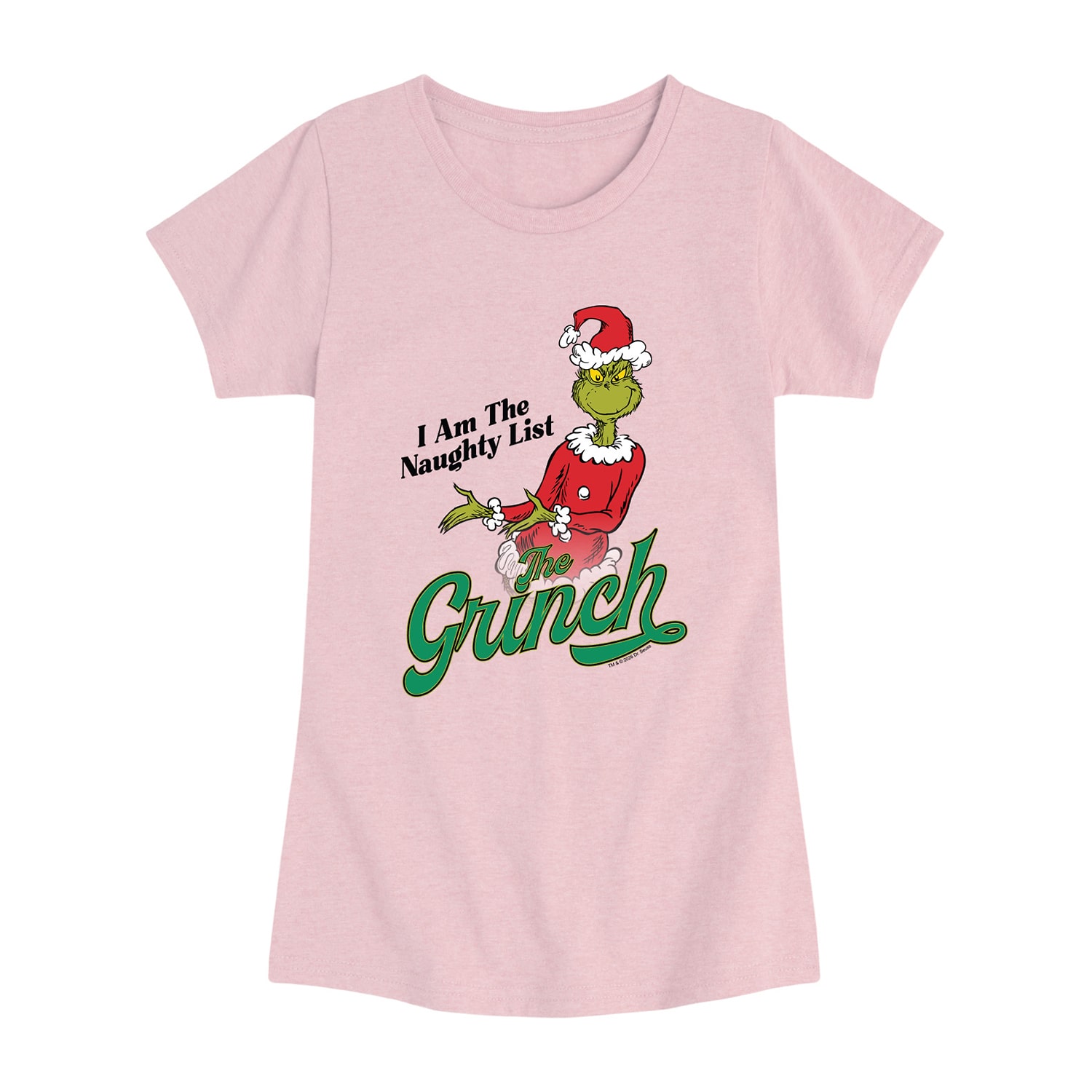 I Am The Naughty List Big Kid Girls Crew Neck Short Sleeve Regular Fit Grinch Graphic T-Shirt