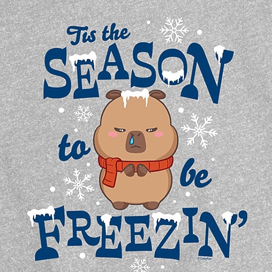 Capybara Tis The Season To Be Frezzin Big Kid Girls Crew Neck Short Sleeve Regular Fit Big Graphic T-Shirt