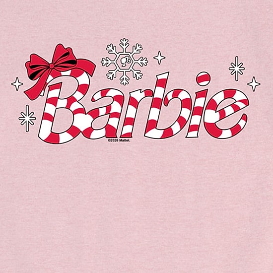 Candy Cane Logo Big Kid Girls Crew Neck Short Sleeve Regular Fit Barbie Big Graphic T-Shirt