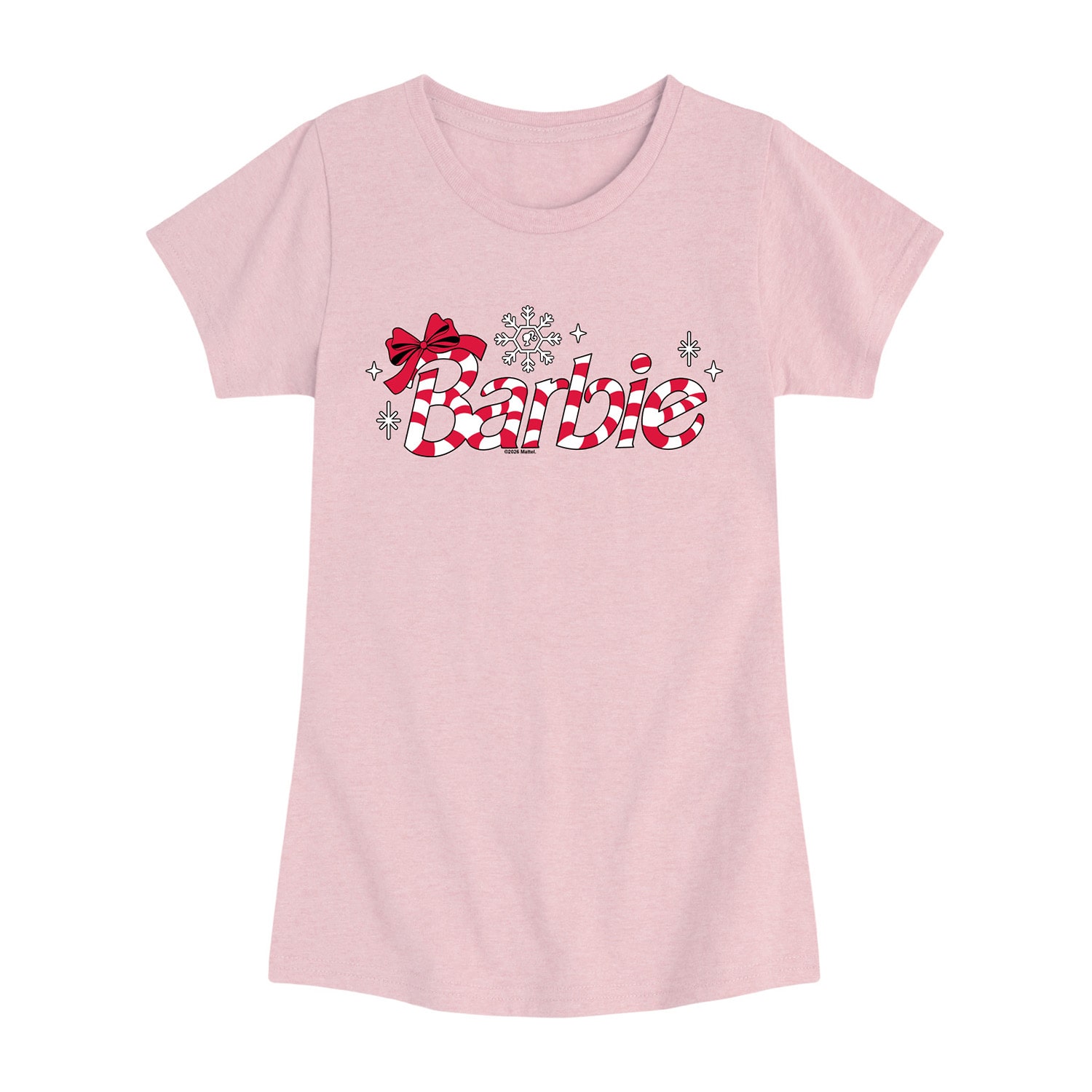 Candy Cane Logo Big Kid Girls Crew Neck Short Sleeve Regular Fit Barbie Graphic T-Shirt