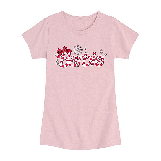 Candy Cane Logo Big Kid Girls Crew Neck Short Sleeve Regular Fit Barbie Big Graphic T-Shirt