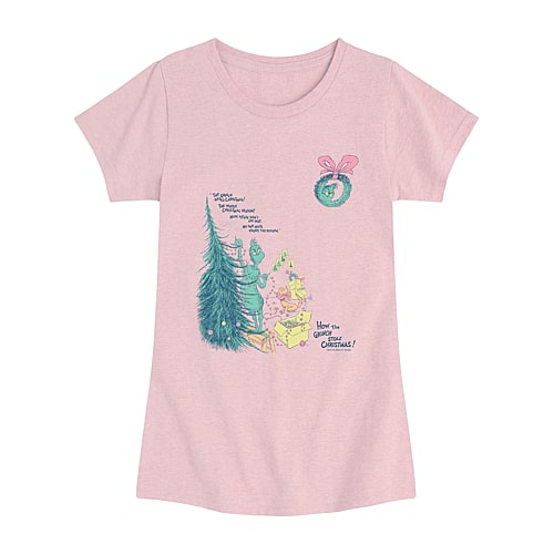Novelty T-shirts How The Grinch Stole Christmas Big Kid Girls Crew Neck Short Sleeve Regular Fit Grinch Big Graphic T In Pink