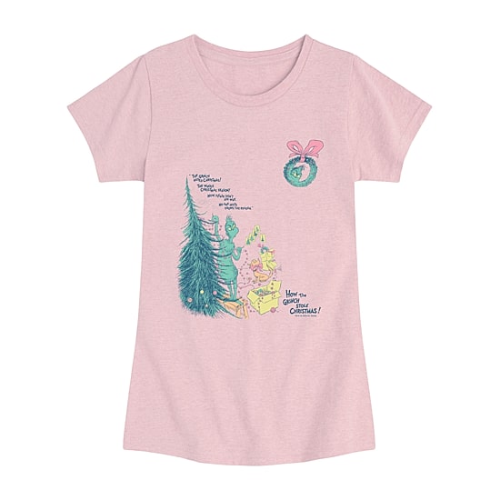 Big Kid Girls Crew Neck Short Sleeve Regular Fit Grinch Big Graphic T-Shirt